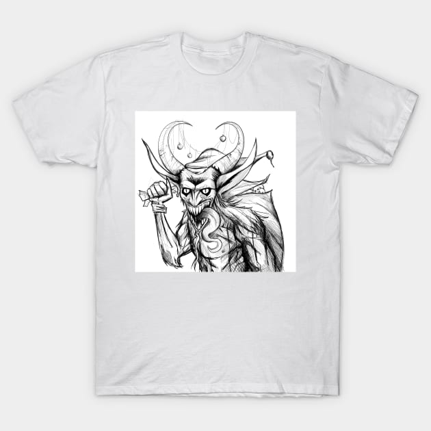 the krampus magical and terrible Christmas elf T-Shirt by jorge_lebeau